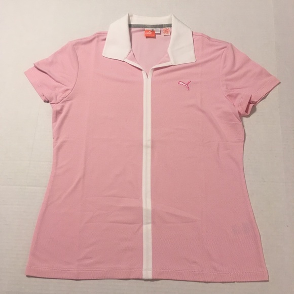 Puma Pink Short Sleeve Polo Shirt - Picture 2 of 7
